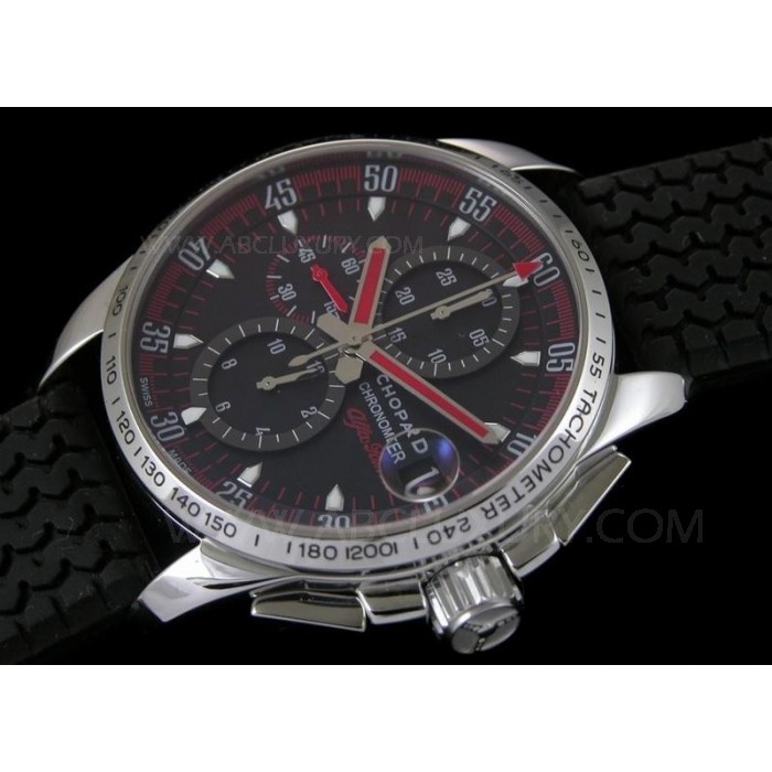 Replika Chopard Mille Miglia Chronograph klockor Black Dial Stainless Steel Case 44mm SCH001