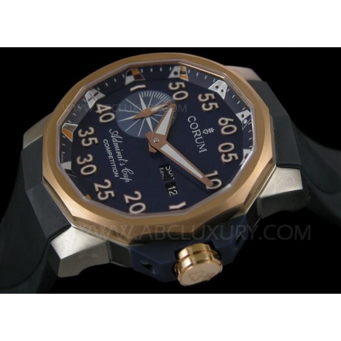 Replika Corum Admirals Cup Chronograph Klockor Titan Case 18K Rose Gold Bezel 48mm SCO015