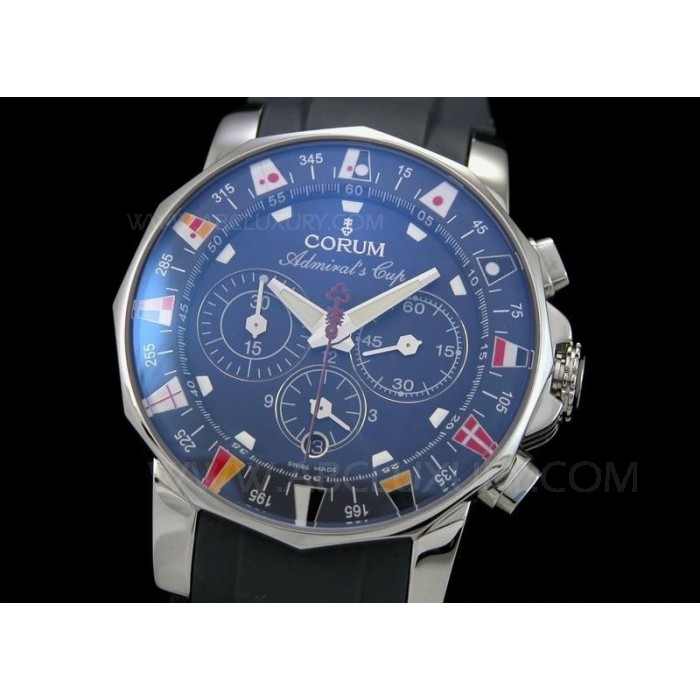 Replika Corum Admirals Cup Chronograph Klockor Blue Dial Rubber